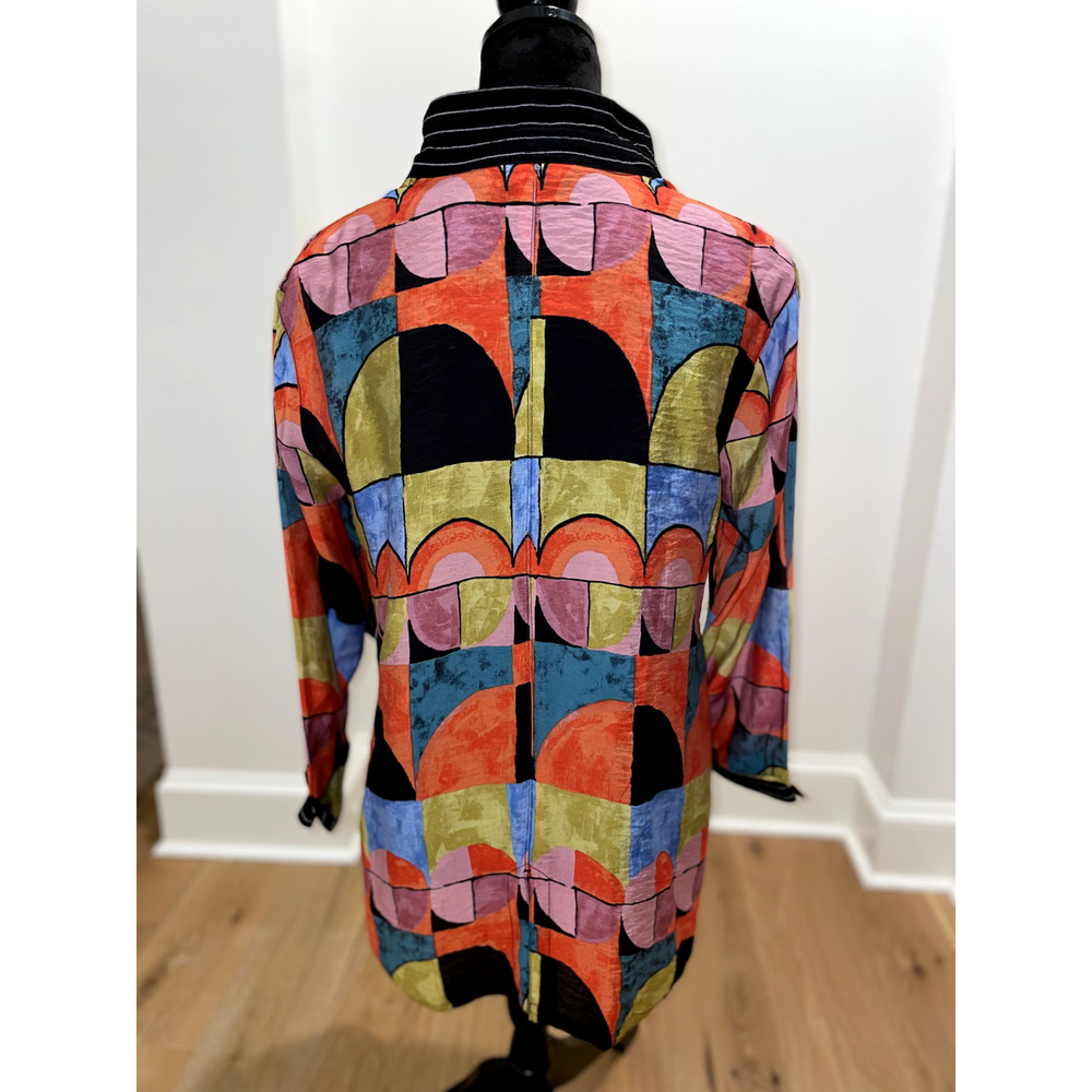John Mark Colorful Geometric Button-Up Blouse - image 4